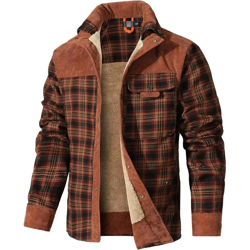 Men's Plaid Flannel Autumn and Winter Warm Jacket