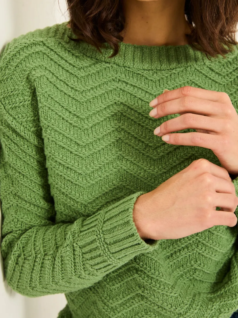 Mid Green Jessie Textured Knitted Jumper