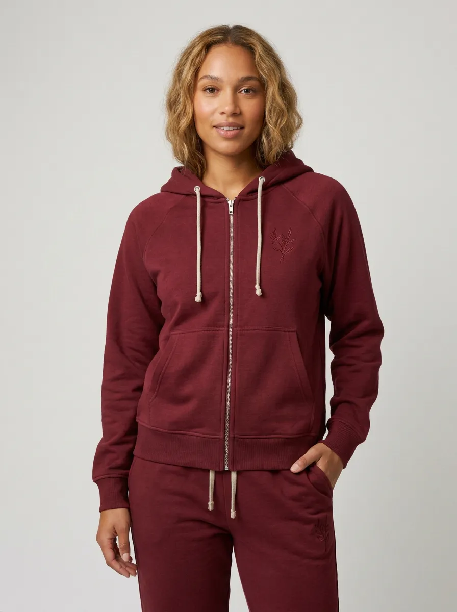 Women's Sage Green Tapered Joggers Cuffed Joggers Zip-Up Hoodie Jacket & Jogger Set