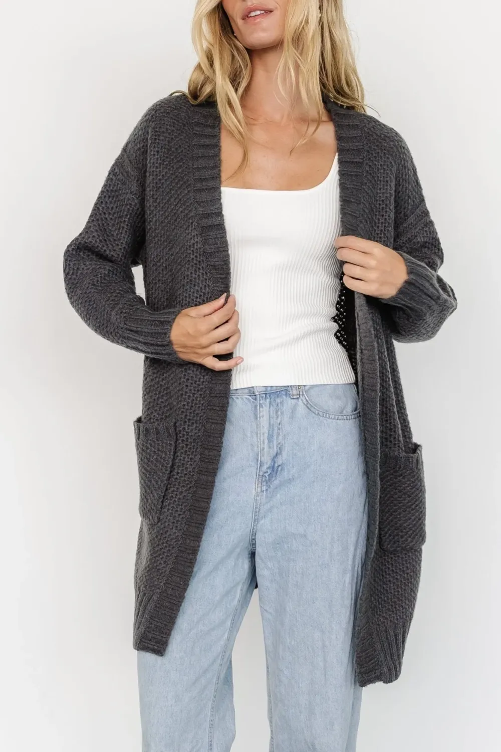 Minimalist Temperament Charcoal Knitted Top