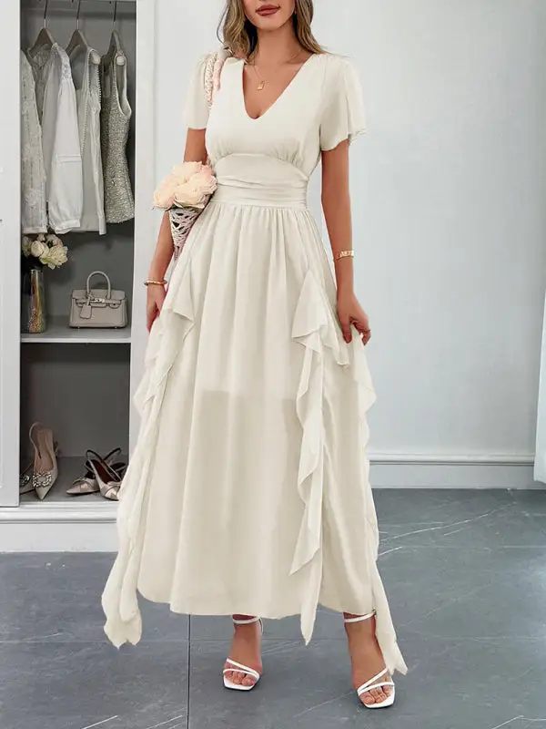 Gathered Detail Short Sleeve Dress