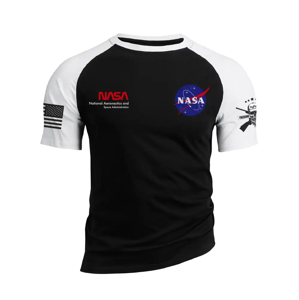 USA FLAG SKULL RAGLAN GRAPHIC TEE