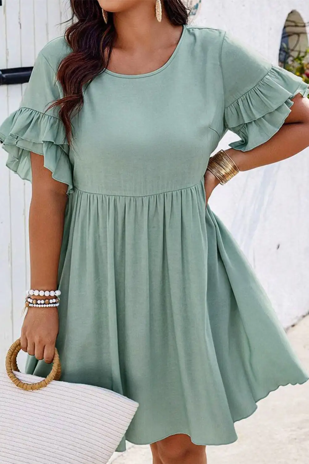 Ruffle Flared Mini Dress