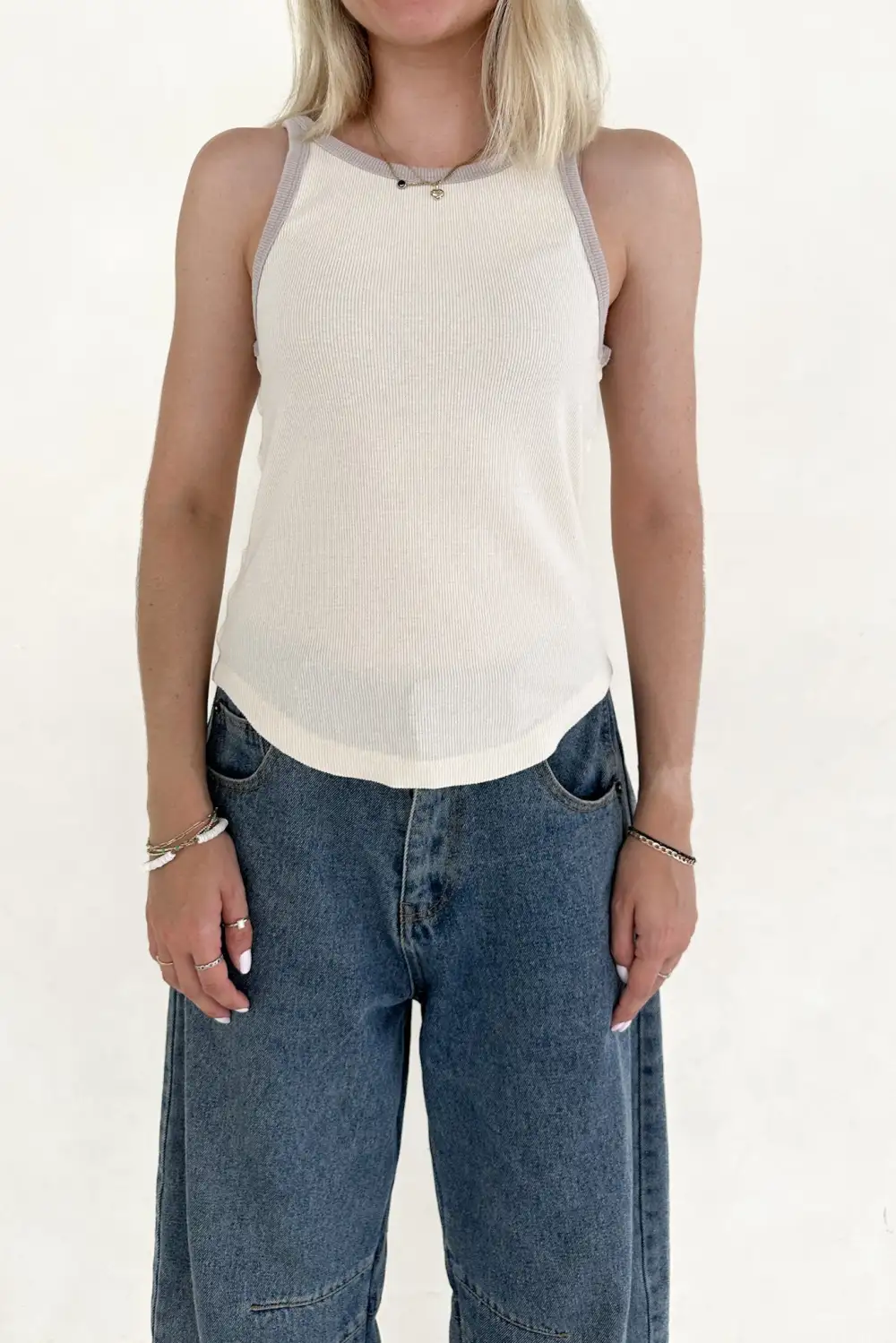 Soft Blocked Pattern Tank Top