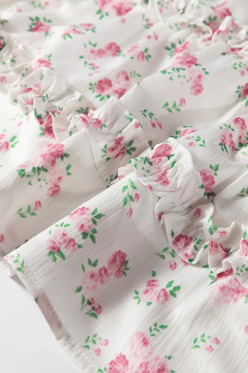 Smooth Finish Floral Printed Ruffle Mini Dress