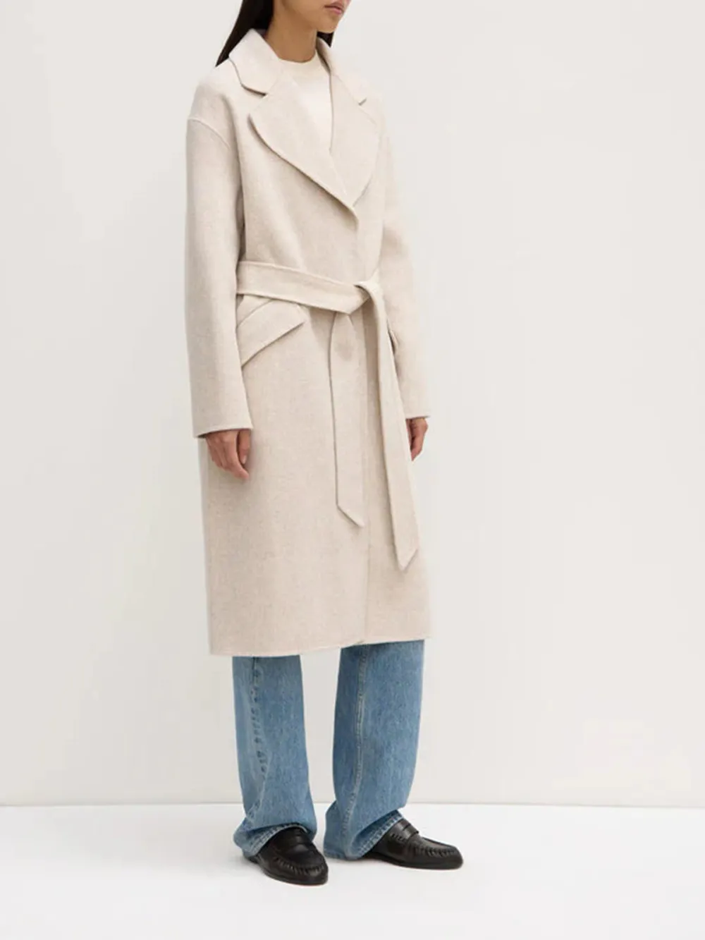 Casual Style Single Wool Coat Oat Marle