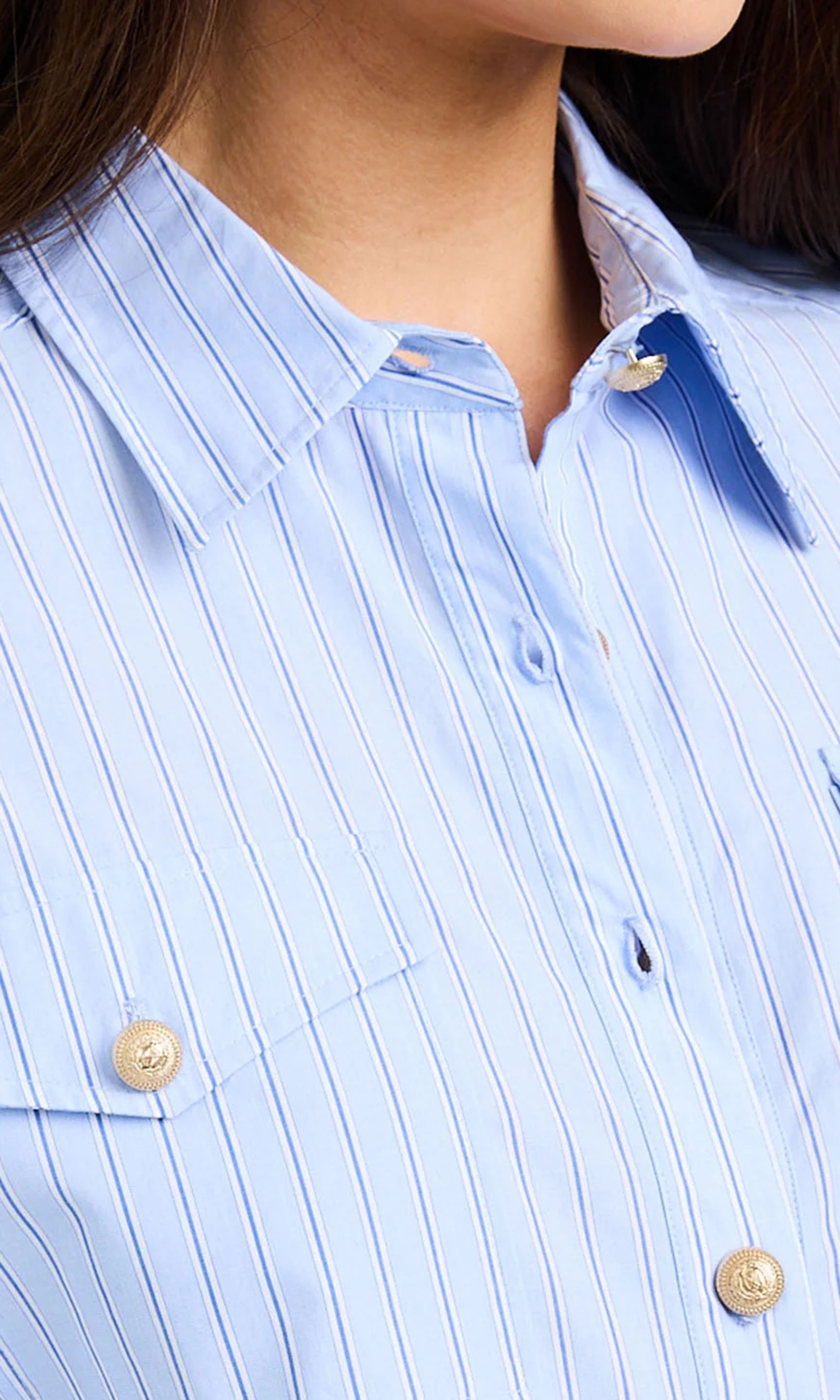 Sky Blue Pinstripe Button-Down Shirt