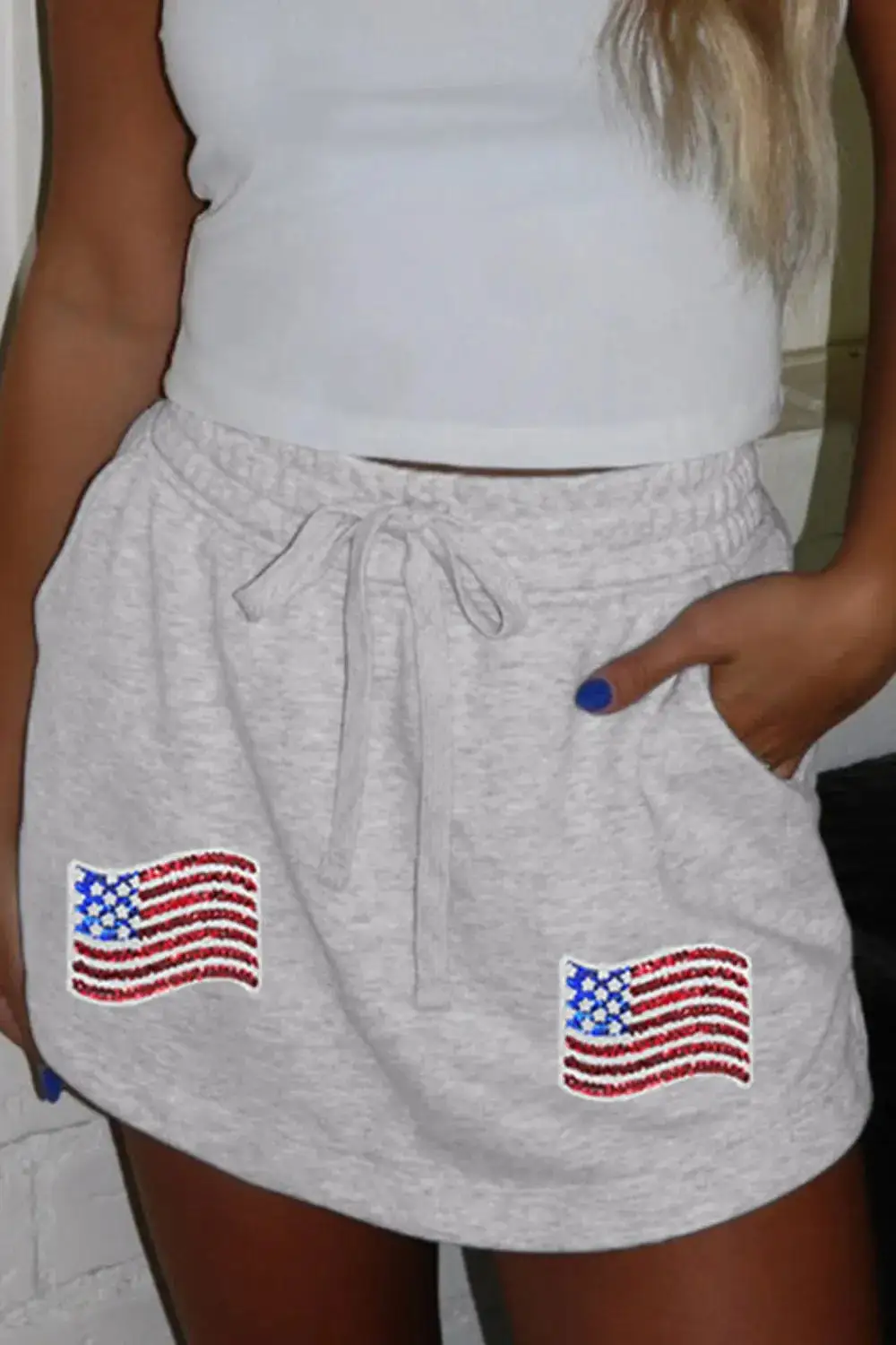 Cotton Blend Sequined Skirt