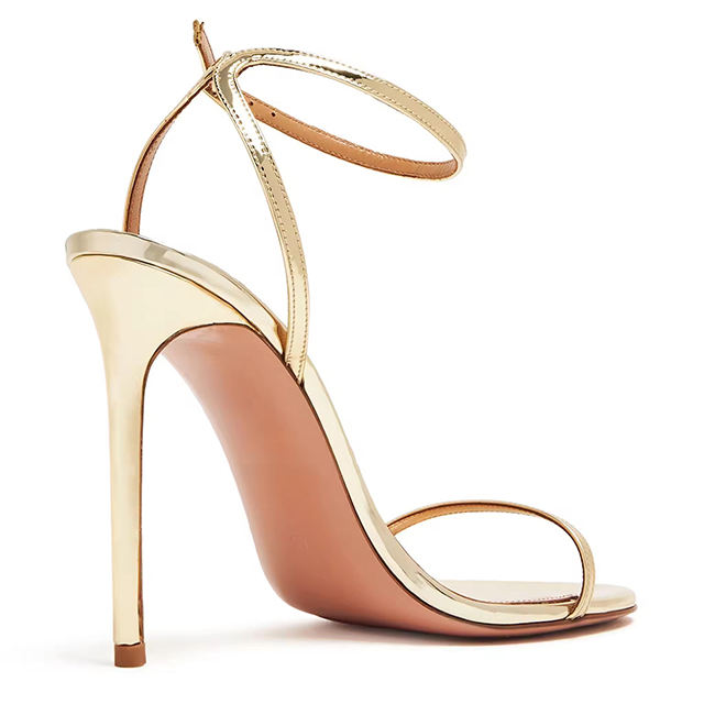 Livia Gold Patent Ankle Strap Heels