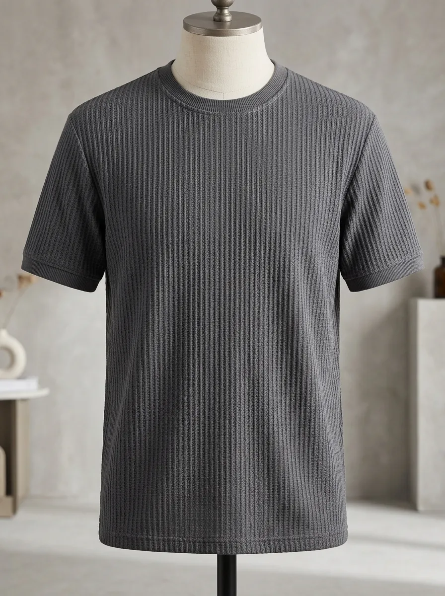 Modern Everyday-Look Men's Knit Crew-Neck T-Shirt