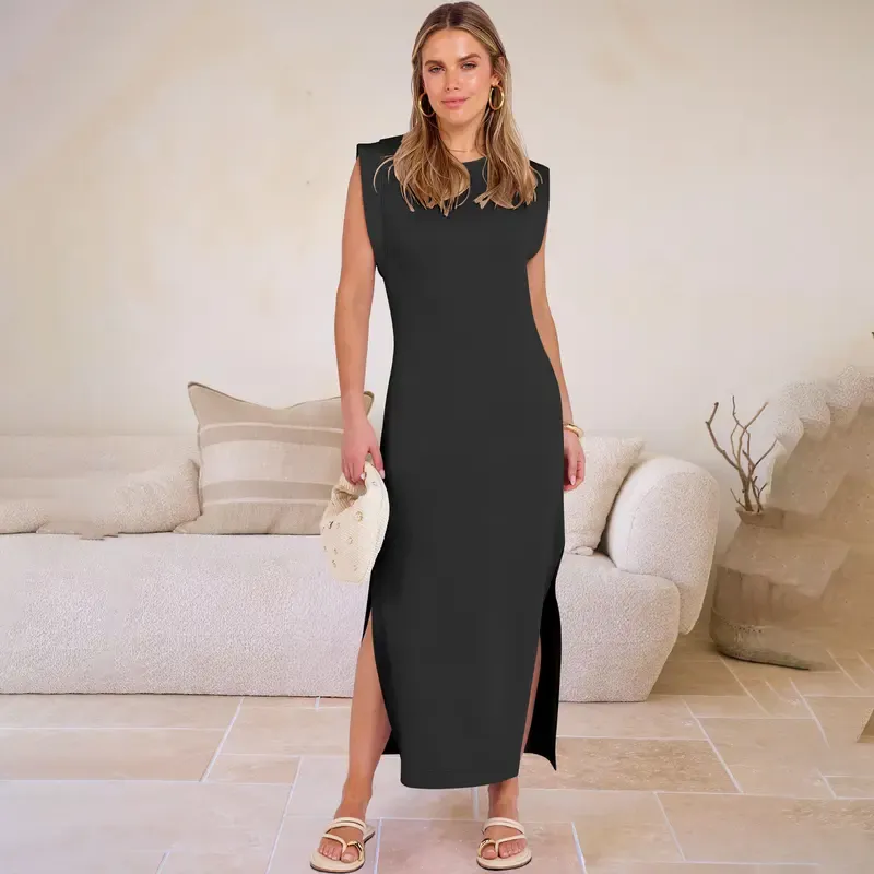 Women Summer Casual Sleeveless Maxi Dress 2026 Crewneck Loose
