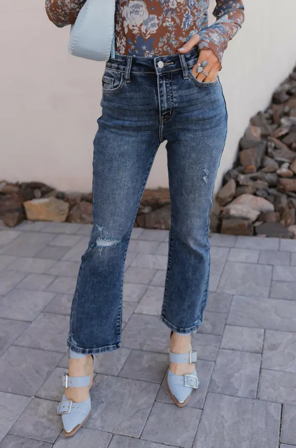 High Rise Cropped Flare Jeans