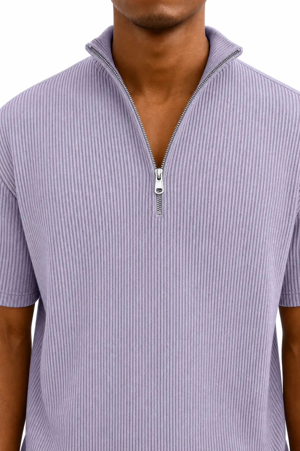 Men's Short Sleeve Zip Mock Neck Knit Top