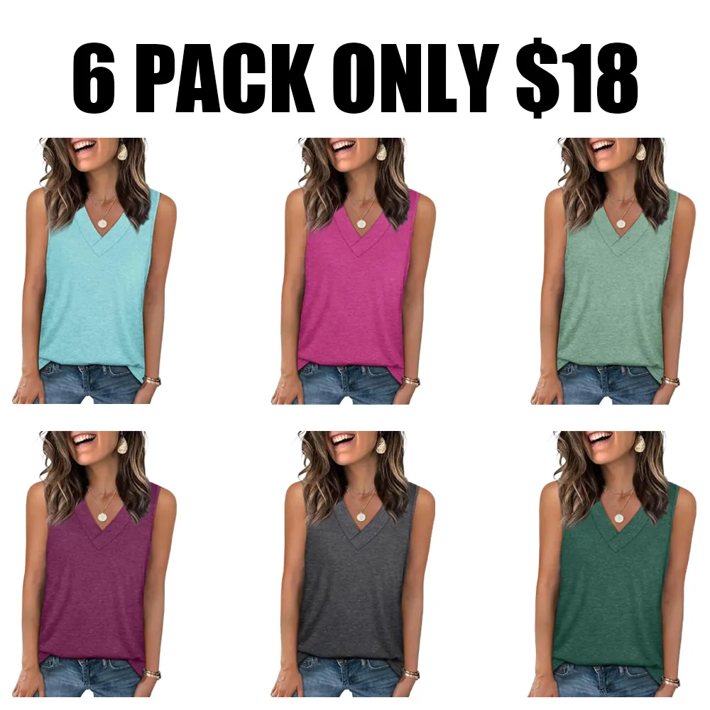 Women's 2026 V Neck Tank Tops Summer Sleeveless Loose Fit Basic Tee Trendy Casual Fashion Tops