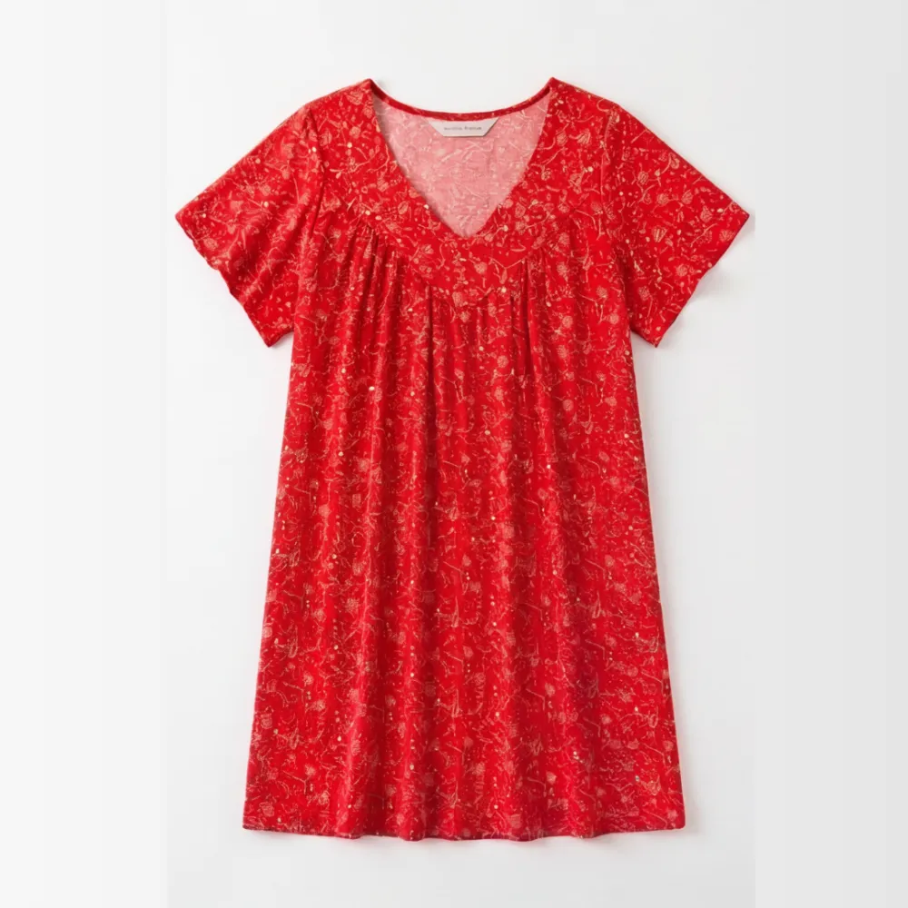 Printed V Neck Flow Blouse