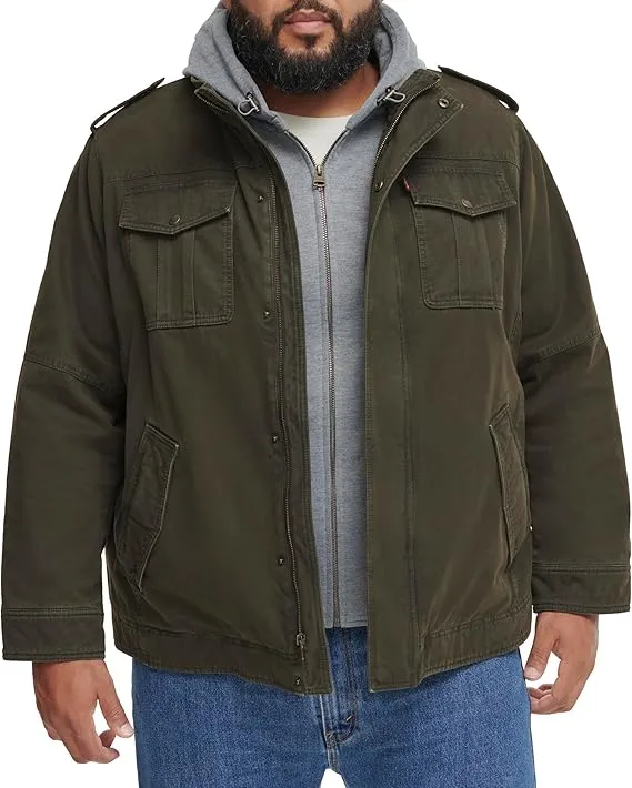 🧥 Men’s Washed Cotton Hooded Military Jacket ( Big Sizes)Classic Utility. Timeless Comfort. Built for Every Man.