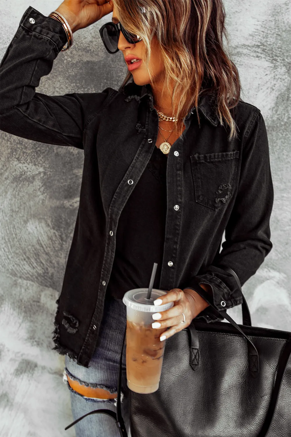 Plaid Color Block Patchwork Shirt Jacket