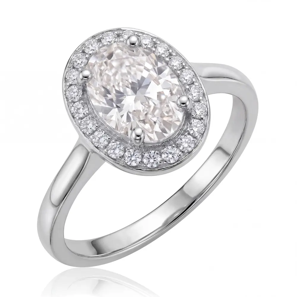 Cubic Zirconia Oval Halo Ring