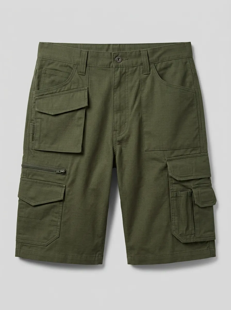 Men's Tactical Outdoor Olive Green Multi-Pocket Cargo Shorts