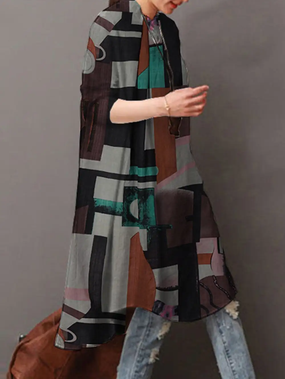 Loose Bohemian Mid-Length Shirt