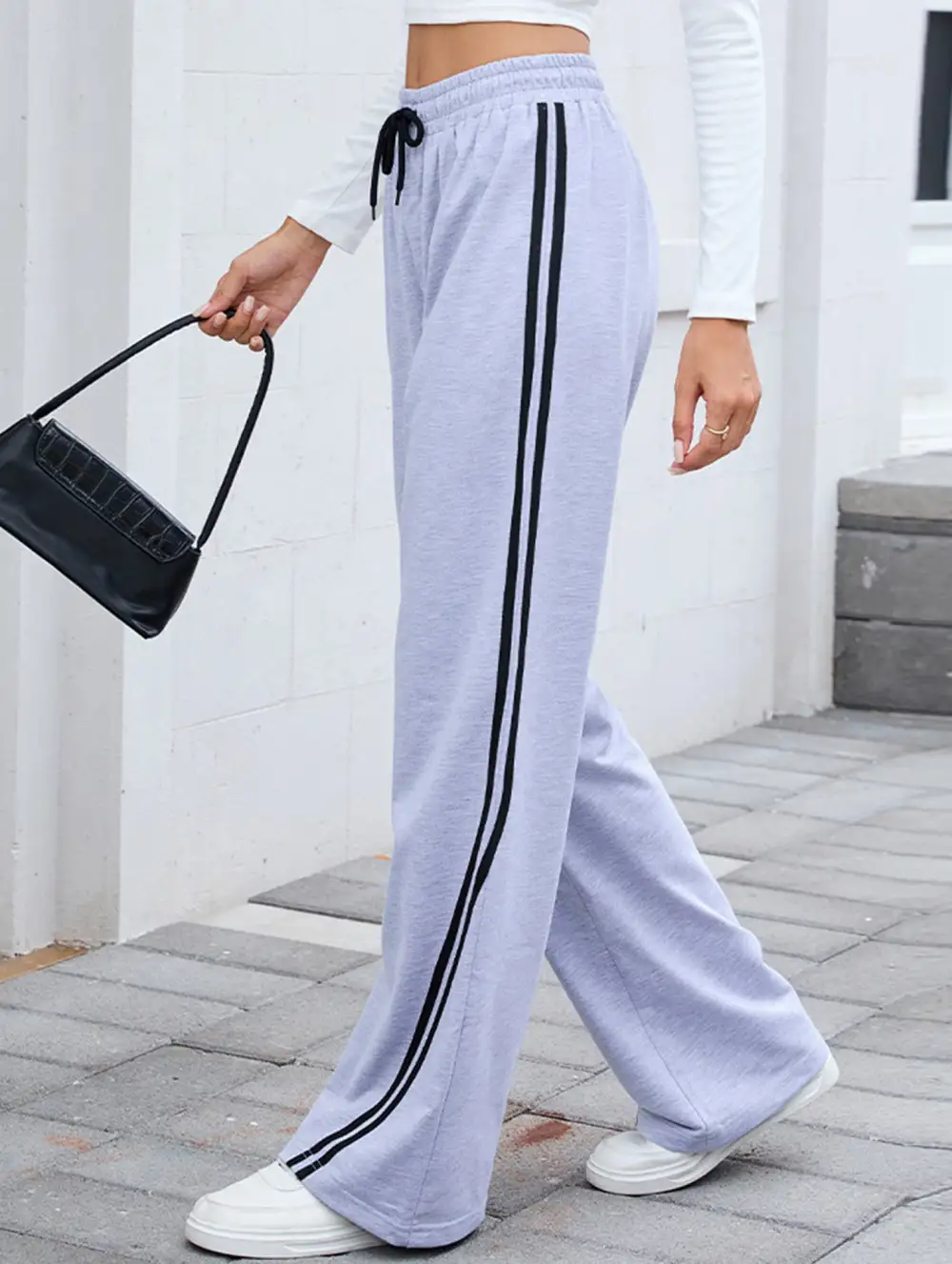 Tie Waist Wide-Leg Sweatpants
