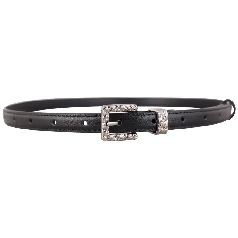 Textured Buckle Leather Belt