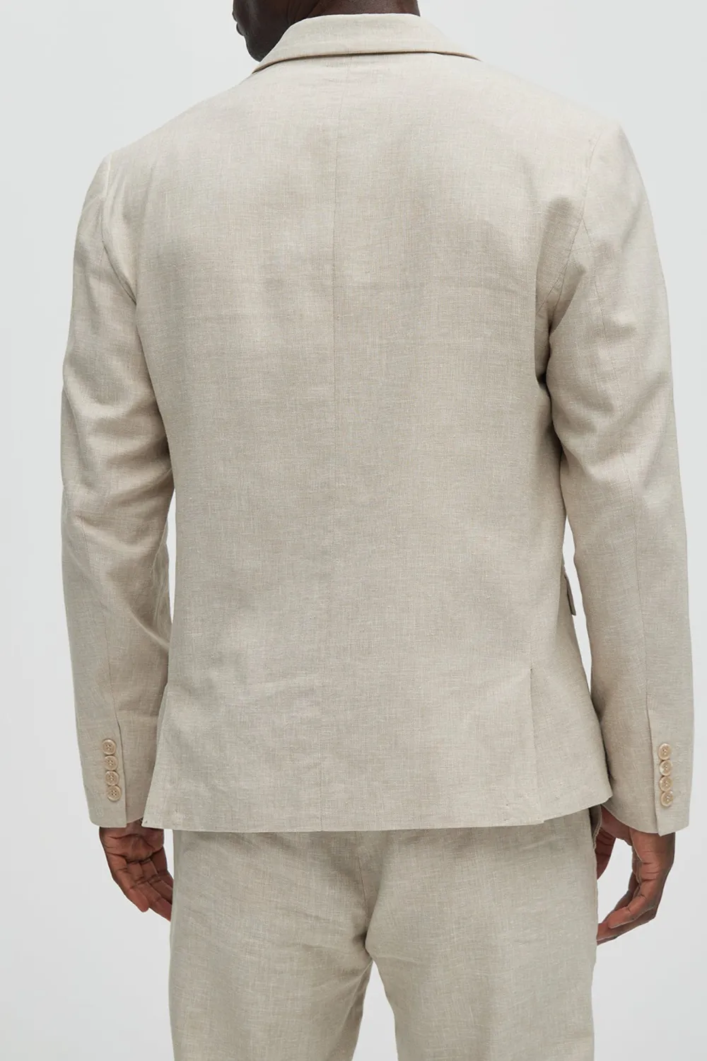 Slight Stretch Linen Suit Jacket - Black