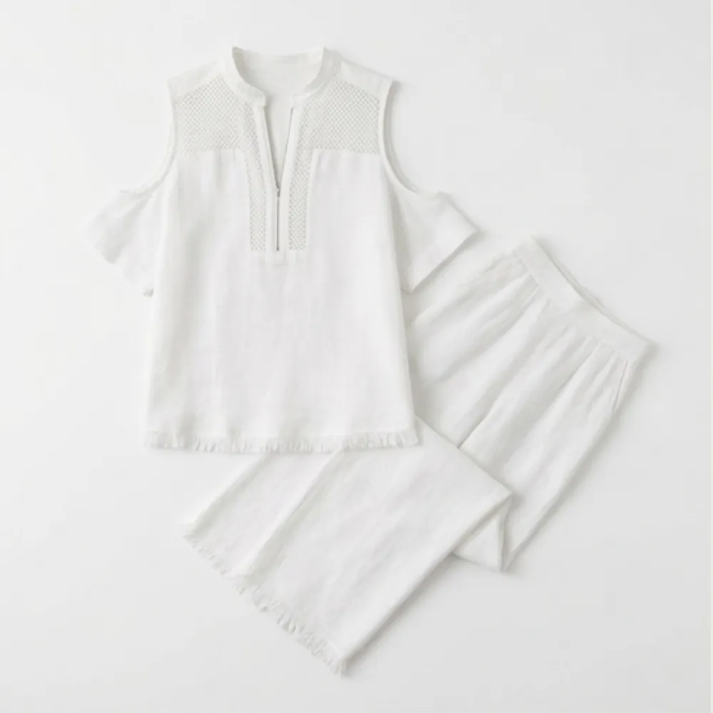 Crochet Linen Two Piece Set