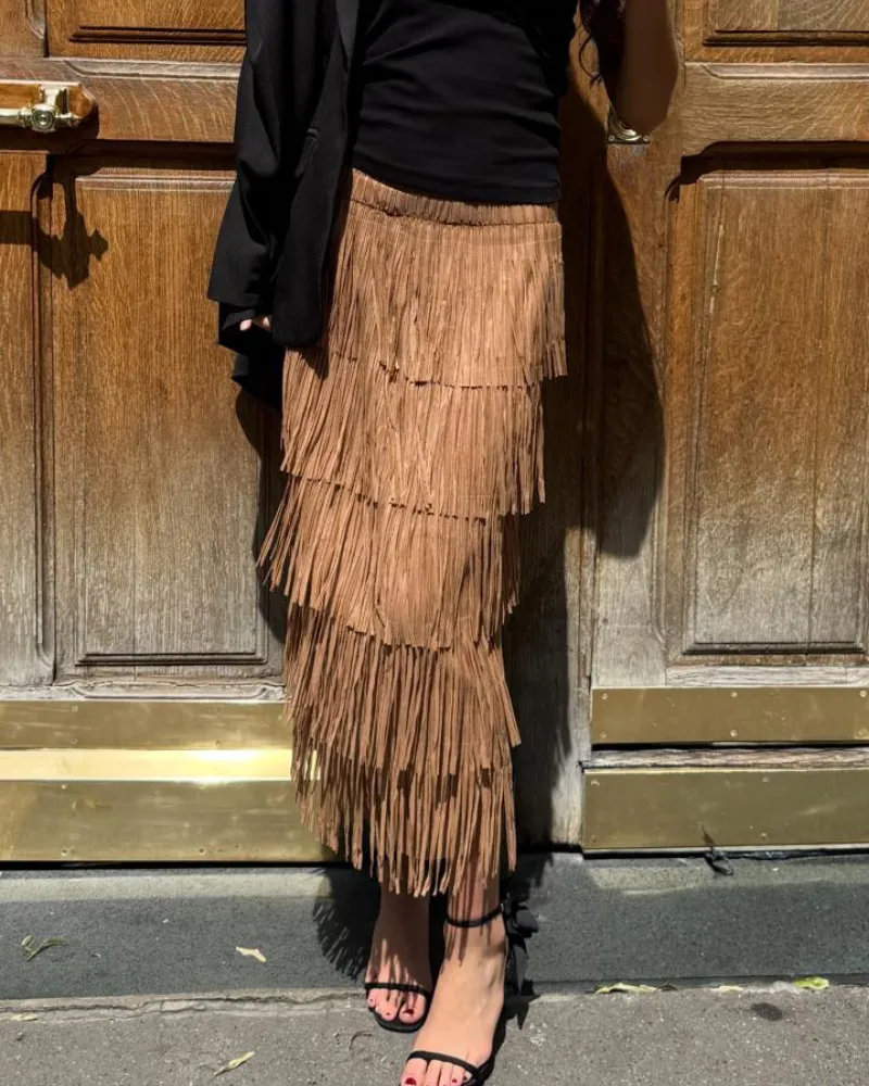 Easy Fit Tiered Midi Skirt