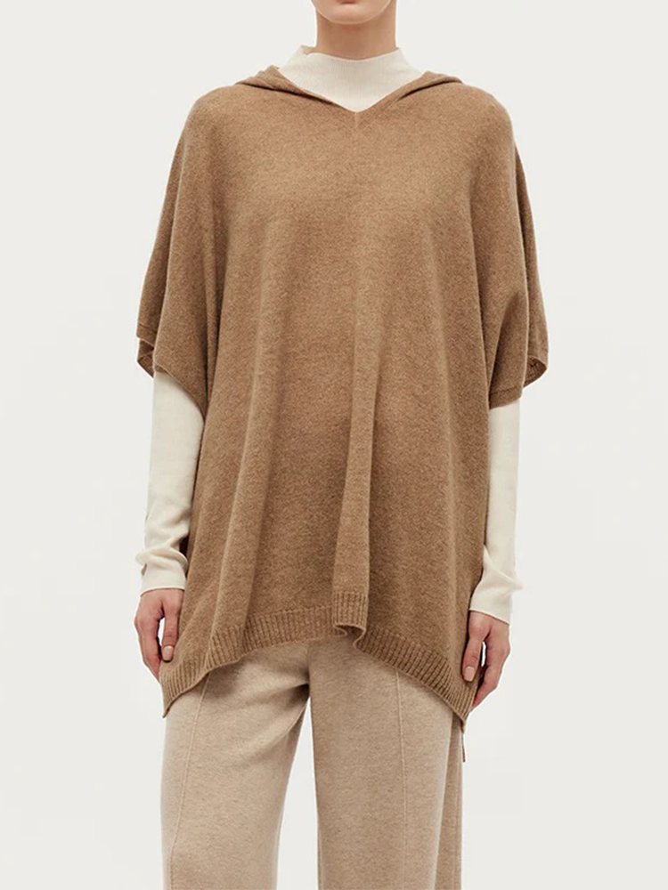 Cashmere Hooded Poncho Sweater