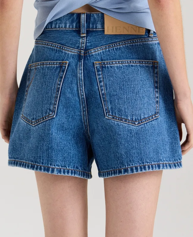 Indigo Wash High-Rise Denim Shorts