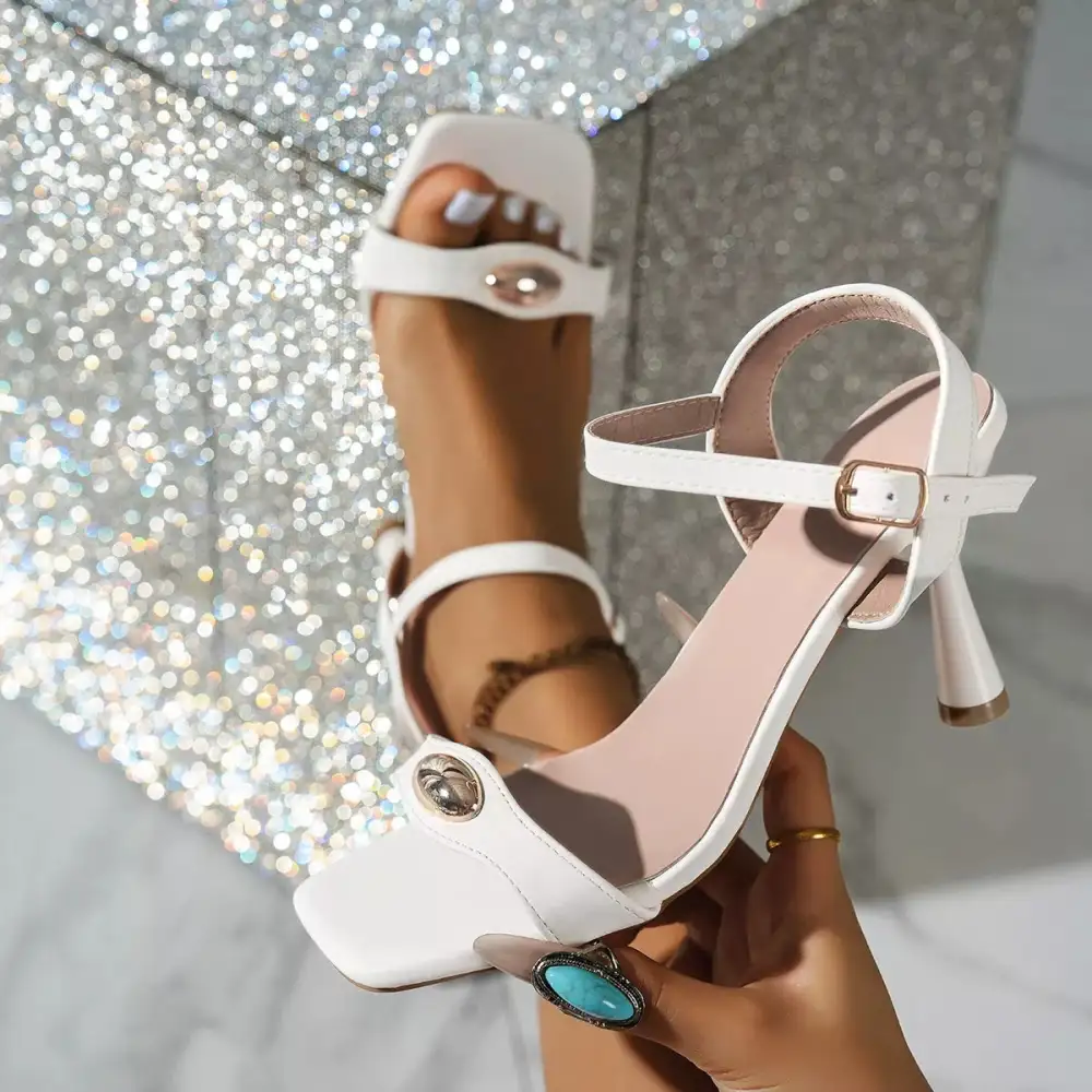 Lightweight Open Toe Flare Heels Sandals
