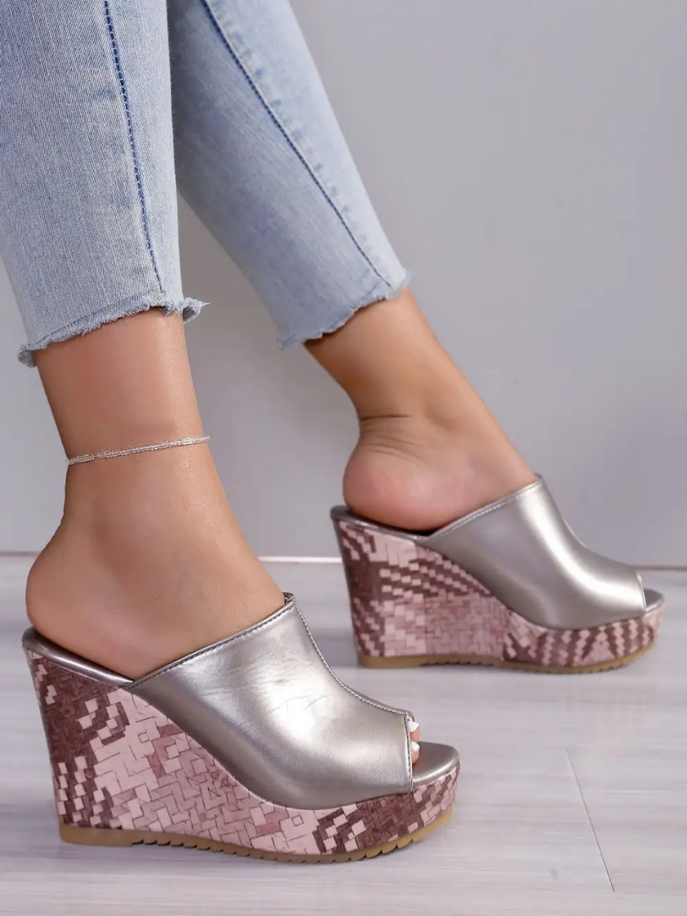 Pu Leather High Heel Sandals
