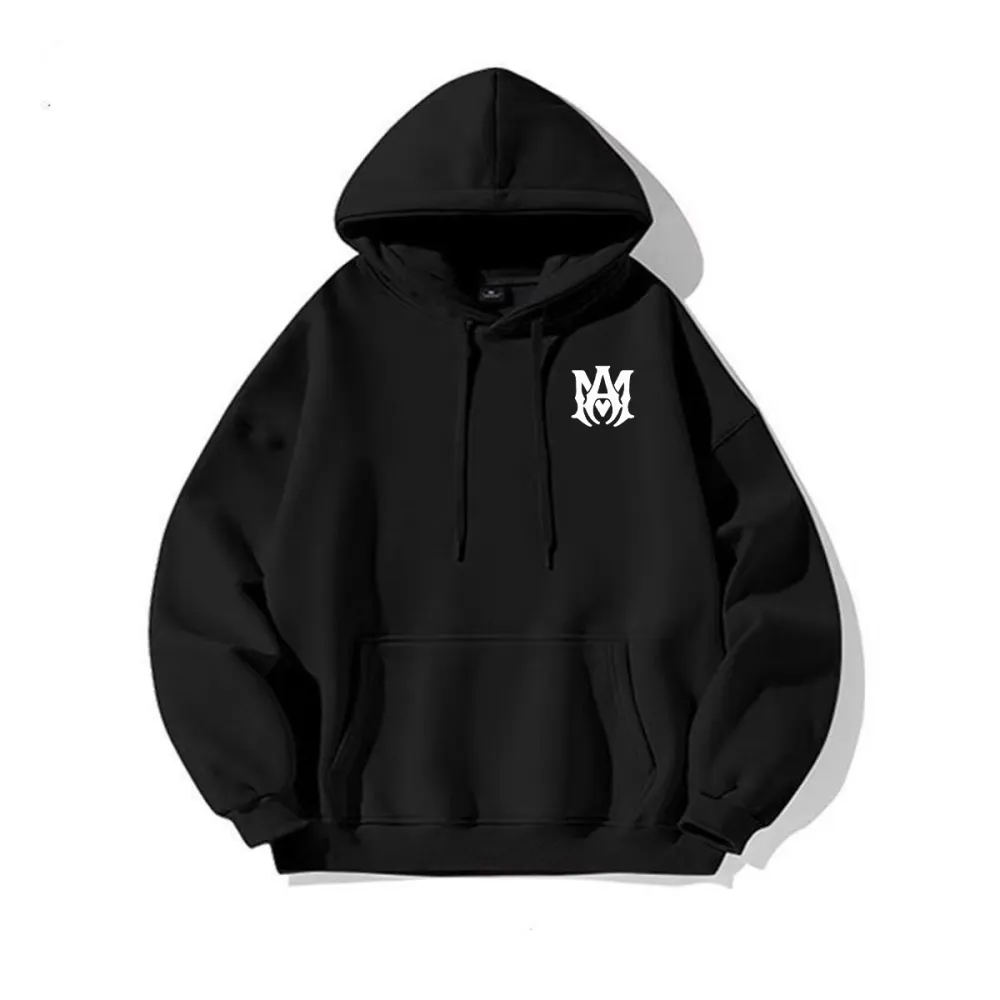 Monogram Detailed Black Hoodie For Urban Fashion