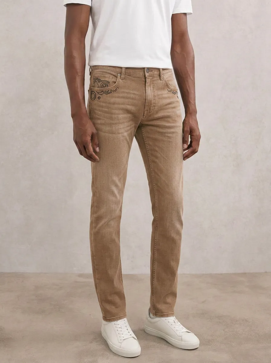 Men's Classic All Day Embroidered Detail Stretch Denim Jeans