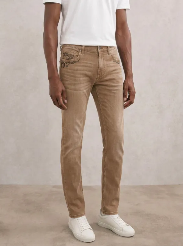 Men's Classic All Day Embroidered Detail Stretch Denim Jeans