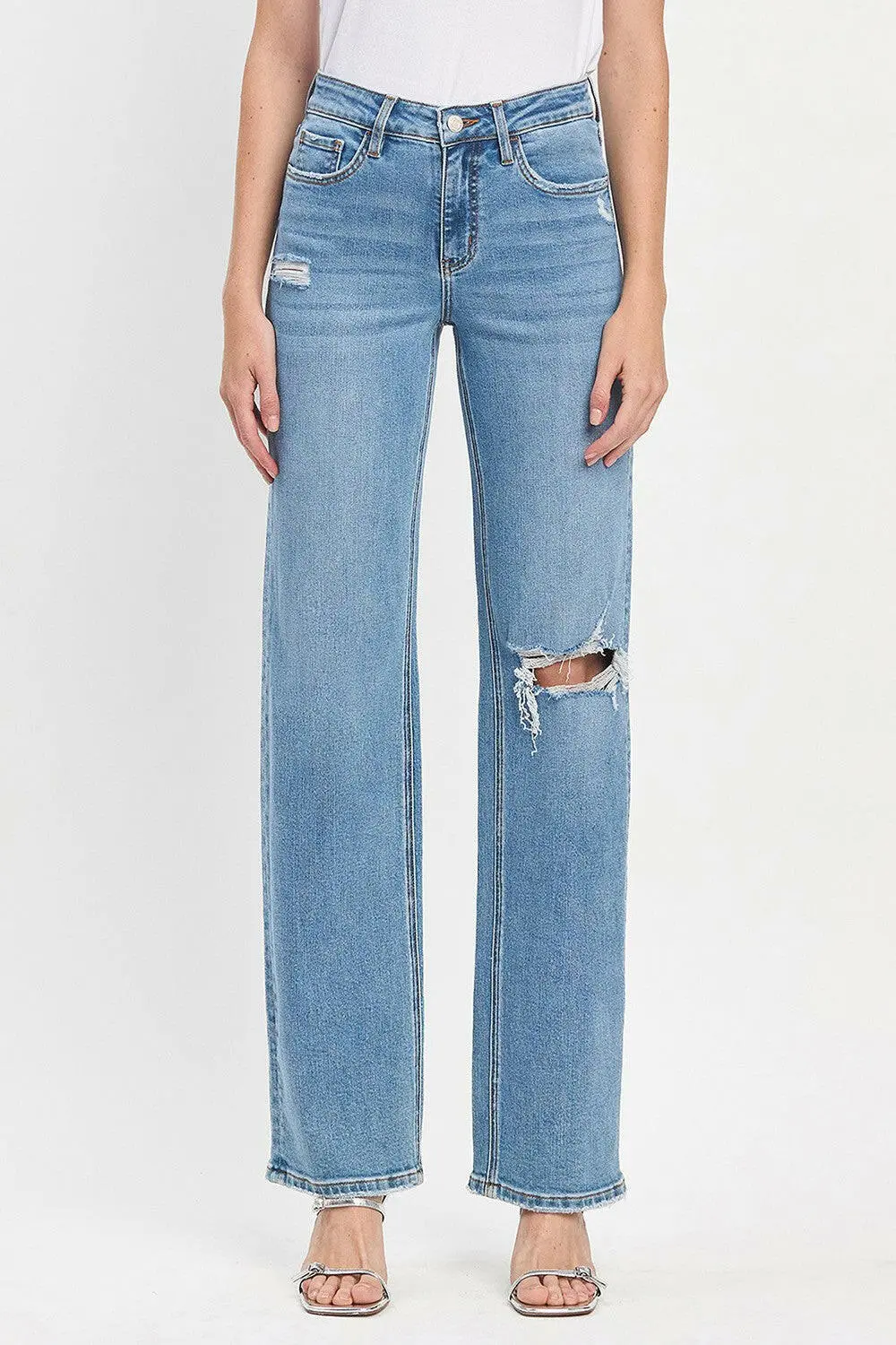 Distressed Easygoing Wide Leg Jeans