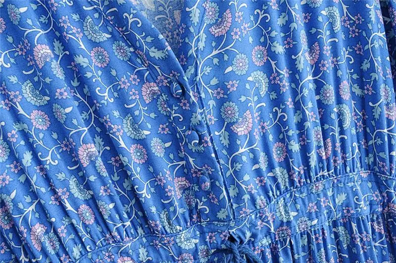 V-Neck Short Sleeve Boho Maxi Dress
