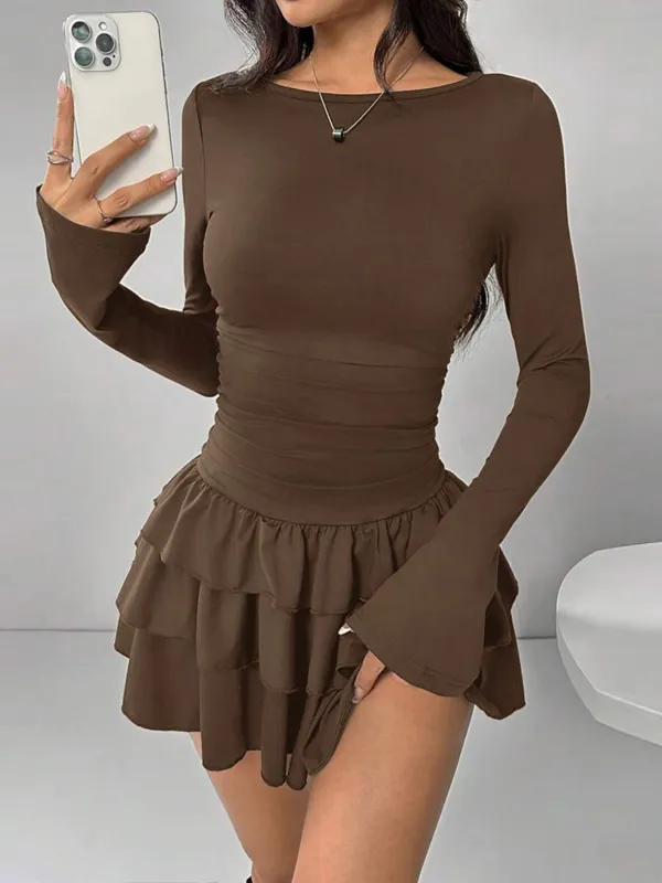 Ruffle Long Sleeve Mini Dress