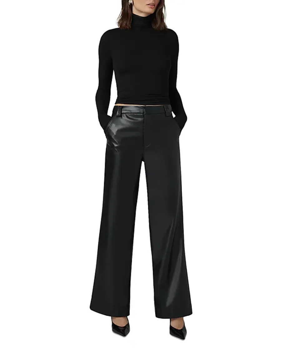 Faux Leather Wide Leg Pants