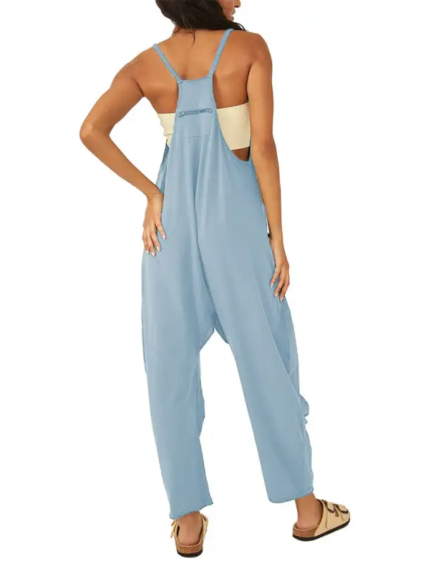 Clean V Neck Spaghetti Strap Pocket Accessory