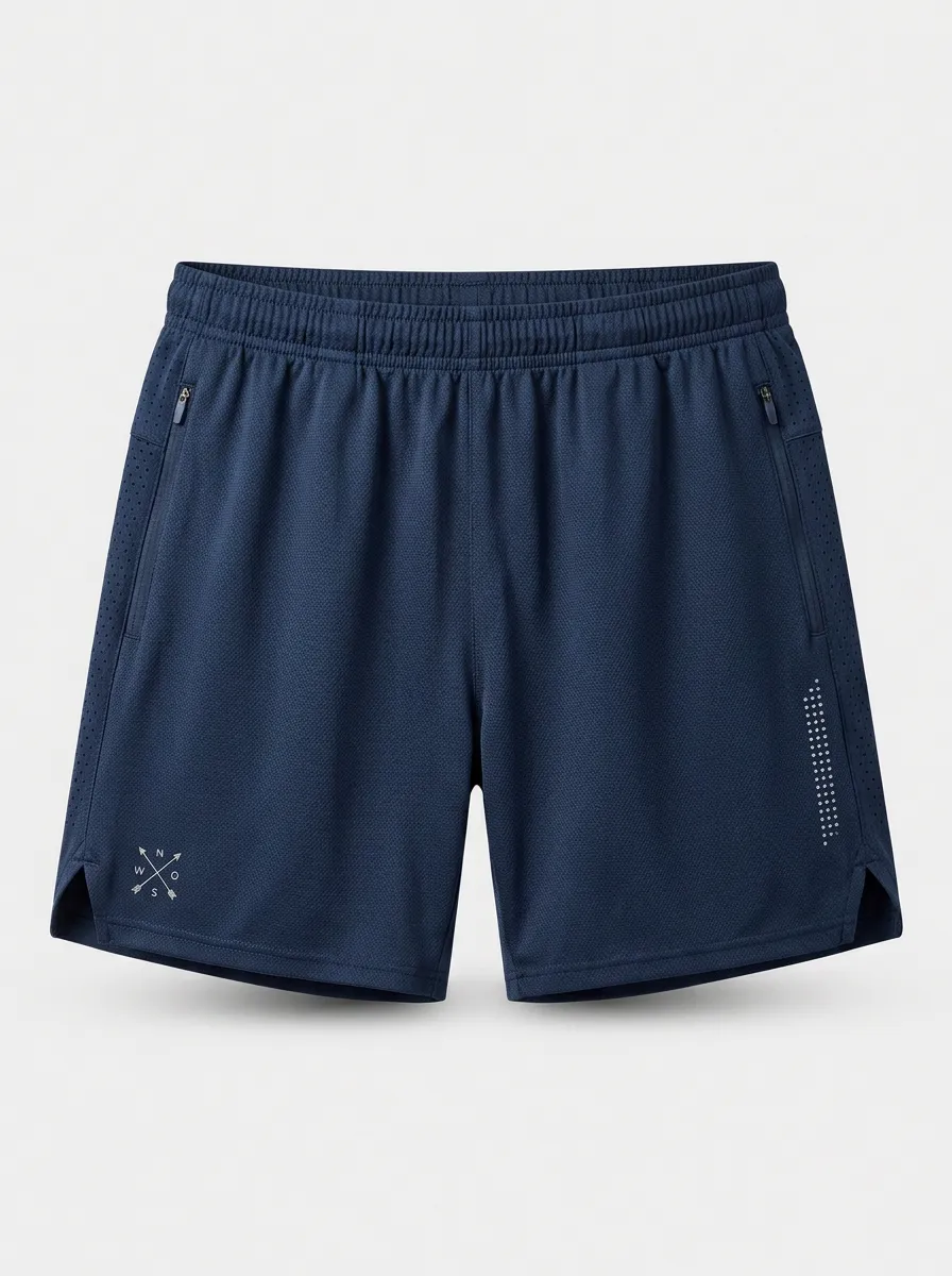 Men's Breathable Compass Logo Printed Athletic Shorts
