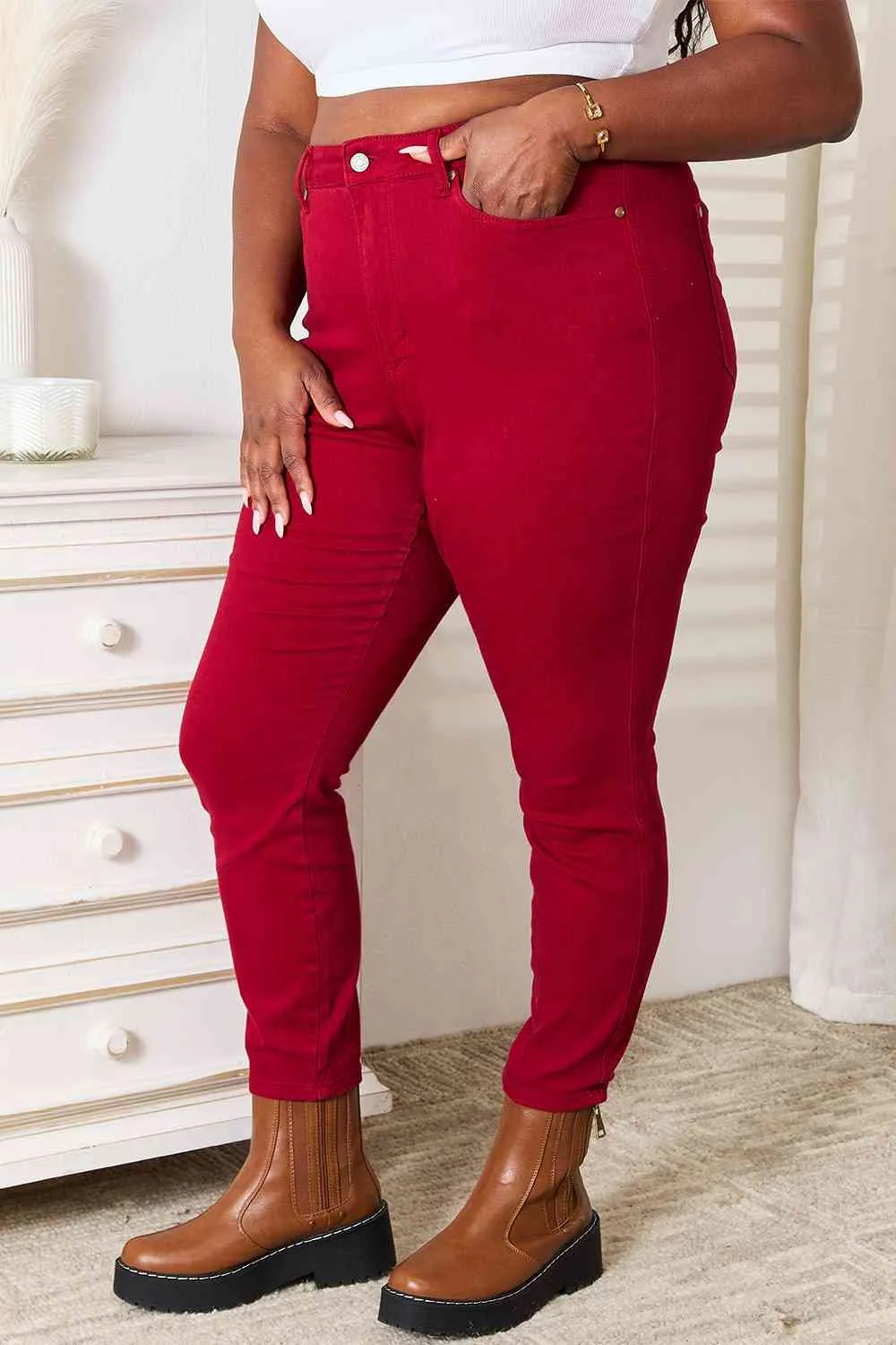 Utility High Waist Skinny Denim Jeans