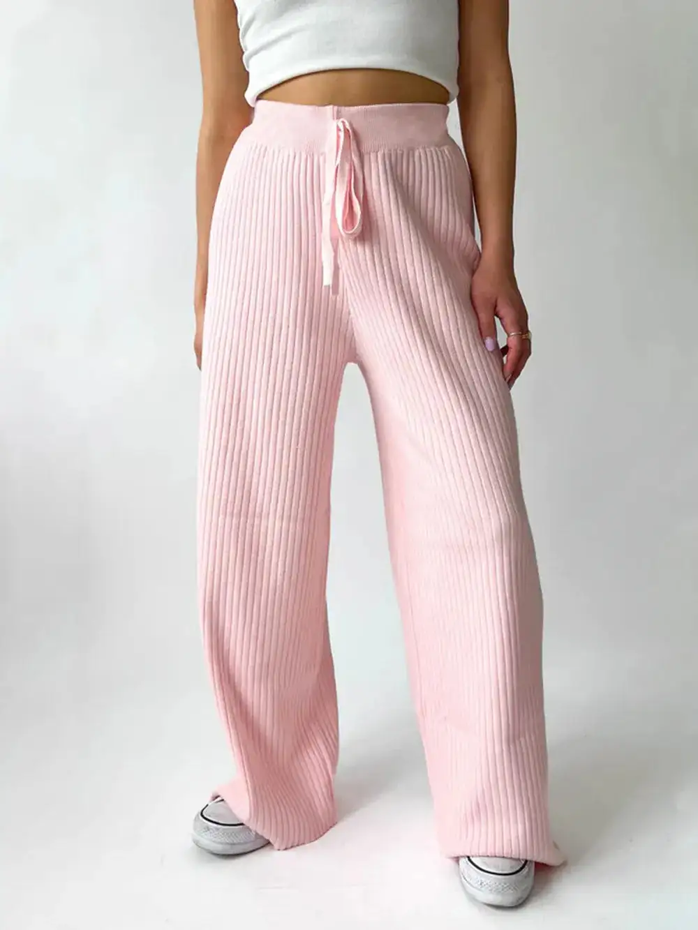 Wide Leg Ribbed Pants