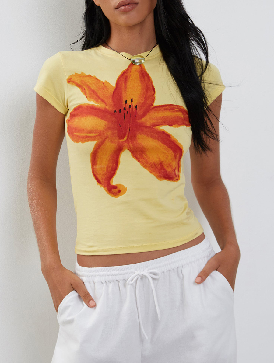 Lemonade With Summer Flower Print Baby Tee