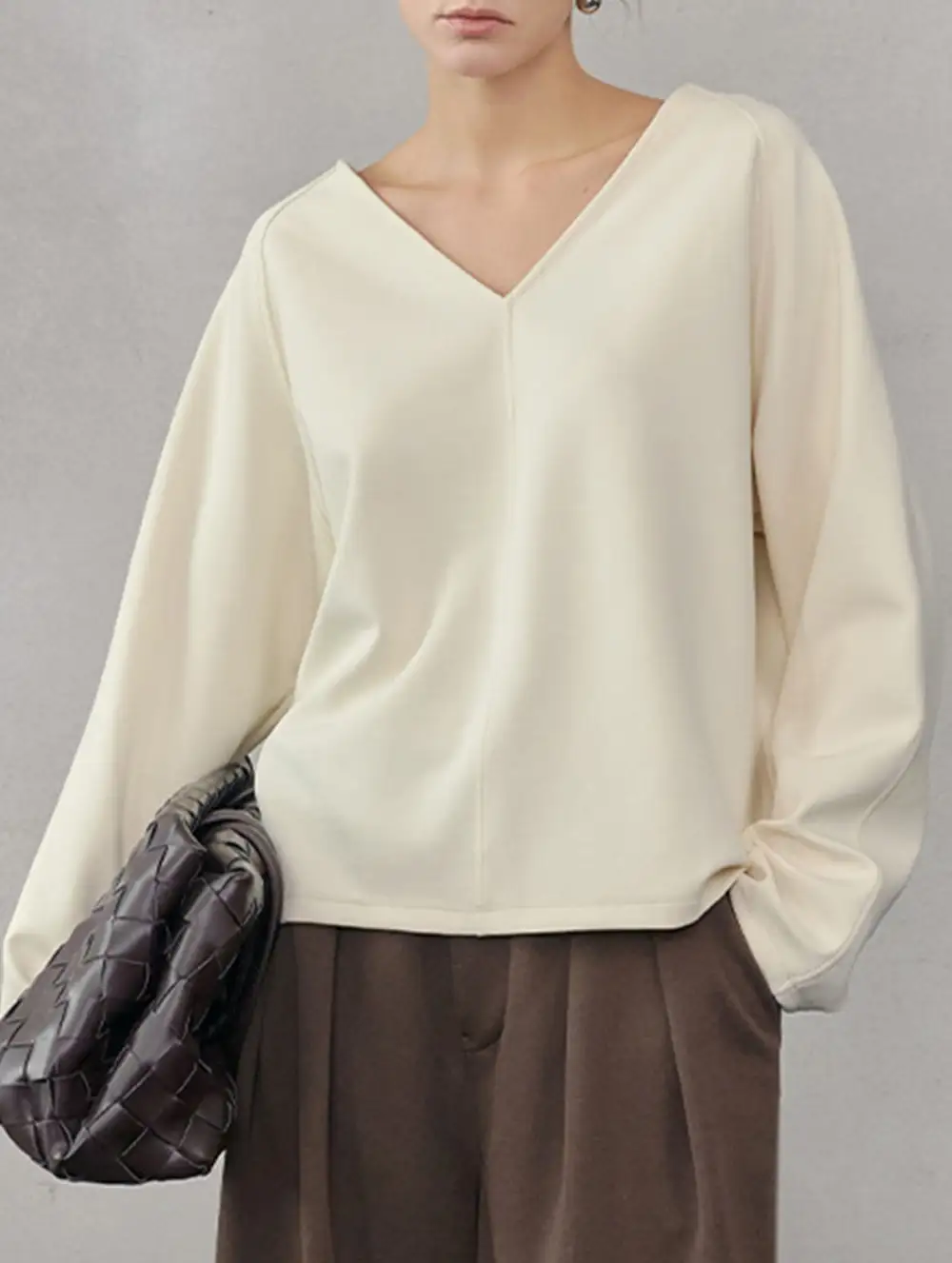 V Neck Reversible Loose Fit Sweatshirt