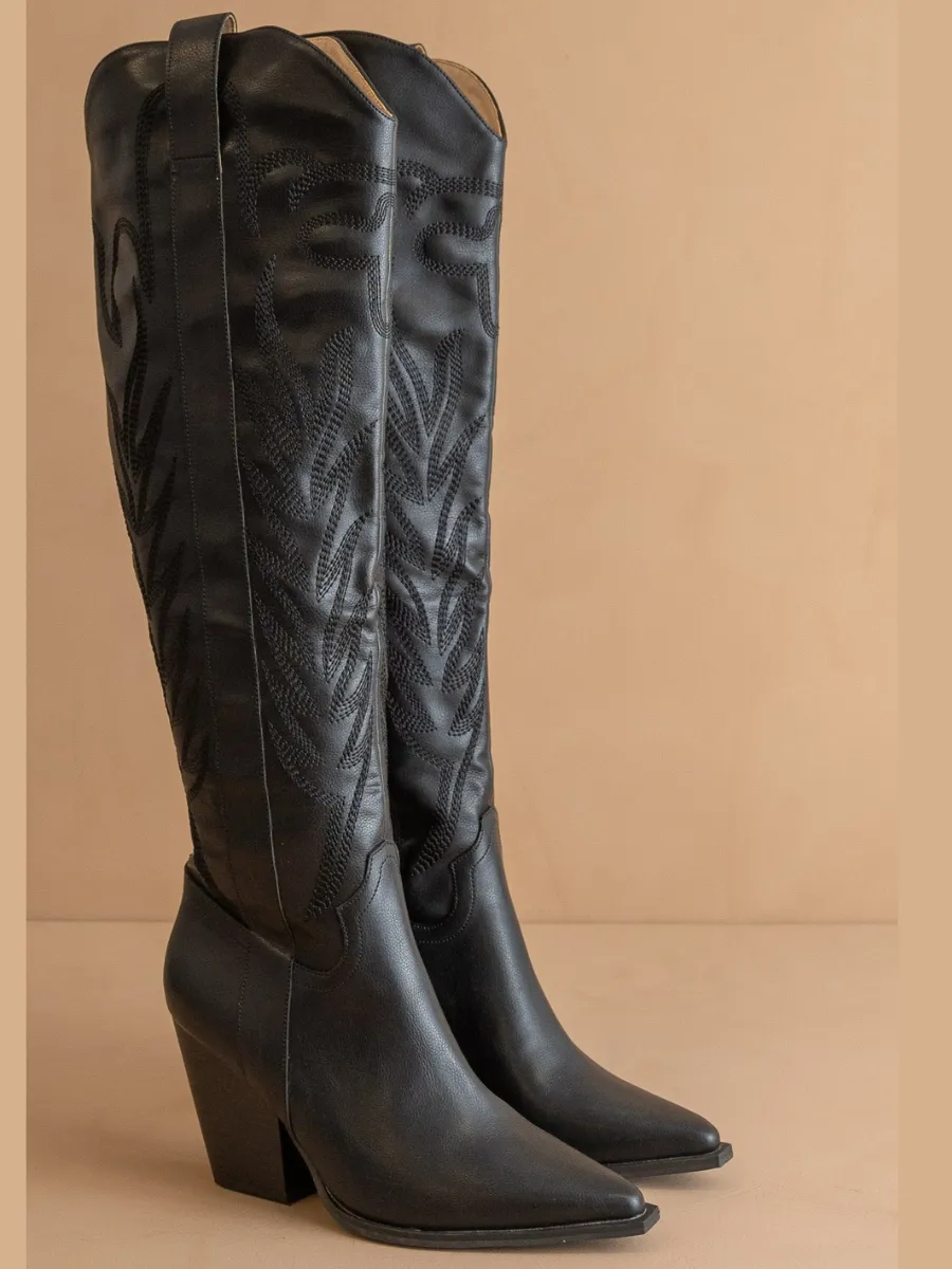 Classic Western Cowboy Embroidered Knee-High Boots