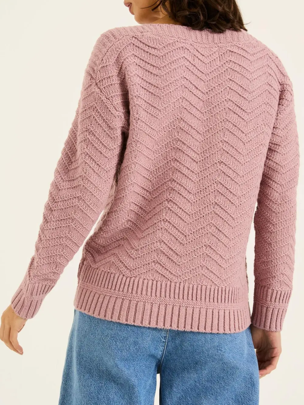 Mid Pink Jessie Textured Knitted Jumper