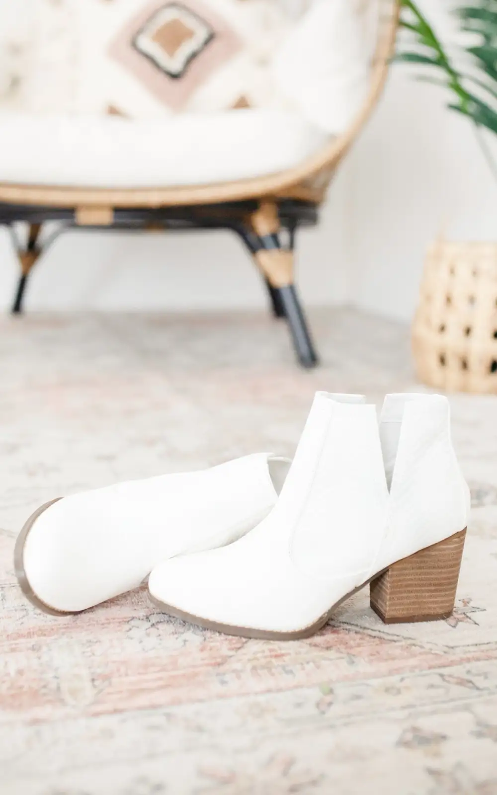 White High-Heeled Ankle Boot
