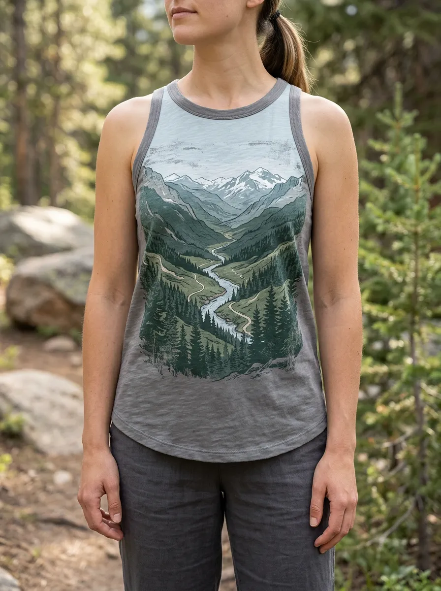 Women's Relaxed Nature Hiking Lover Mountain River Tank Top